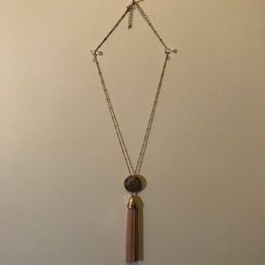 Gold and pink long necklace